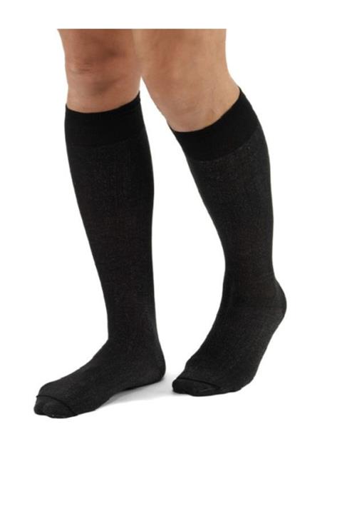 DermaSilk %100 Saf Örgü Ipek Terletmeyen Özel Siyah Comfort Uzun Çorap