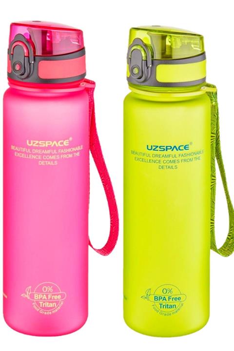 Uzspace 500 ml Yeşil Ve Pembe Tritan Kırılmaz Matara Seti - 3026
