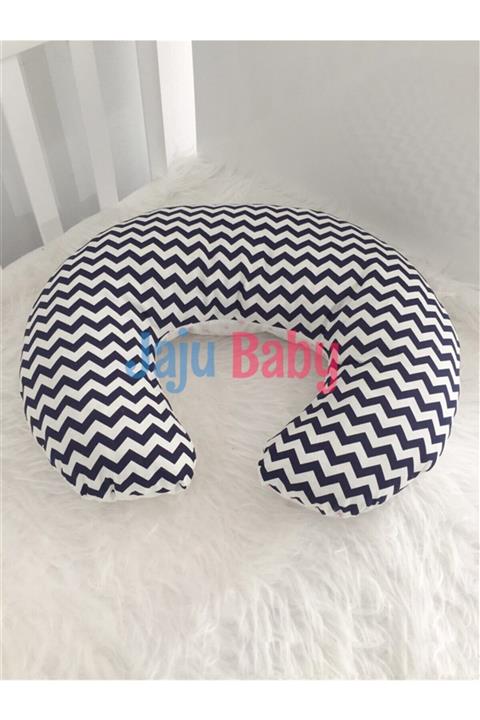 Jaju Baby Lacivert Zikzaklı Emzirme Yastığı - Destek Minderi