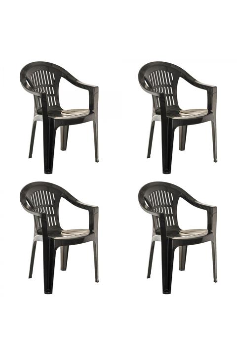 RomanoSet Plastik Romanoset Nova Kollu Plastik Balkon Ve Bahçe Sandalyesi 4 Lü Set