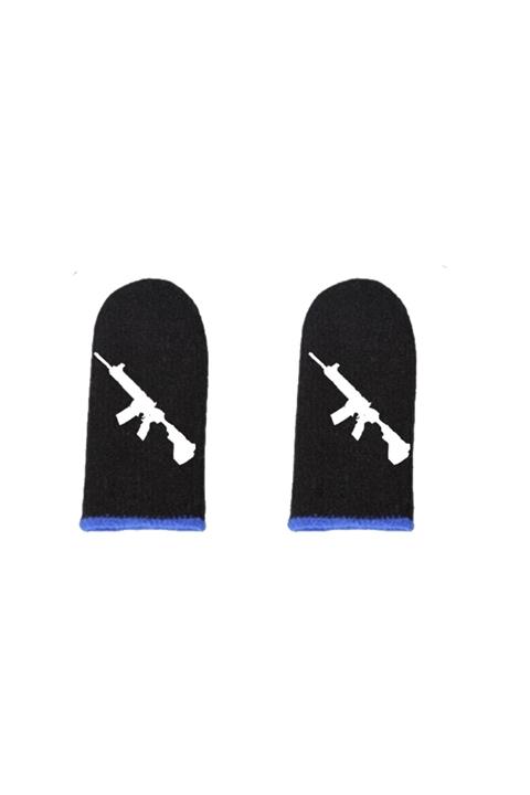 FAB Store Yeni Nesil Mobile Oyun Pubg Parmak Eldiveni Hissiz Terlemeyi Önleyen Yapı 1 Çift Siyah M24 Desenli