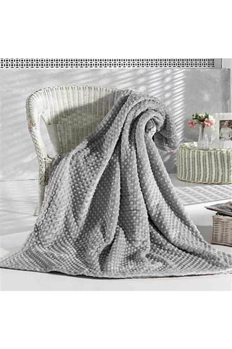 Merinos Çift Kişilik Pearl Tomurcuk Battaniye - Gri
