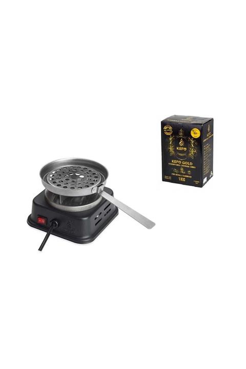 Kefo Yeni Model Mini Kare Elektrikli Ocak Ve Gold Kömür Siyah Renk