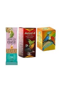 Pelagos Muhabbet Kuşu Için Ballı Kraker 3'lü + Gaga Taşı + Avisol B Vitamini Bakım Seti