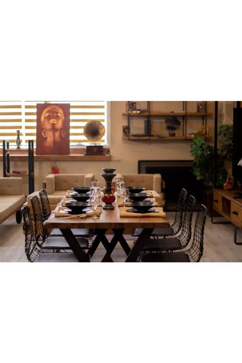 NT Concept Masif Ağaç Yemek Masası - 85cm-170cm Masa