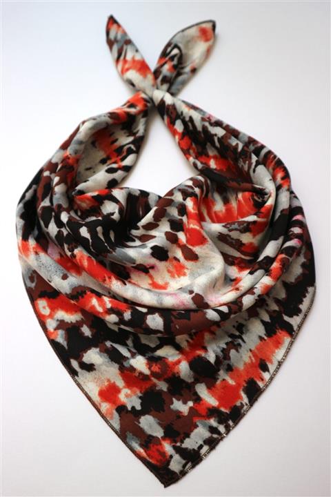 THE MOON Batik Desenli Kahverengi Pamuk Fular