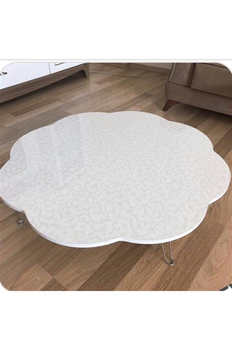 papatya home Beyaz Papatya Lilyum Desenli Yer Sofrası