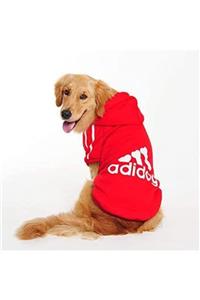 Kemique Kırmızı Adidog Kapşonlu Sweatshirt, Orta Ve Büyük Irklar Için Köpek Kıyafeti,