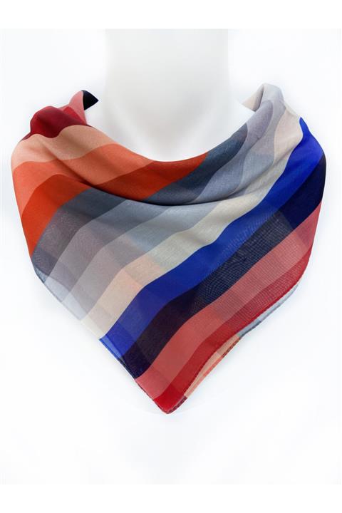 Ma'Polien Kadın Turuncu Çizgili Desen Fular