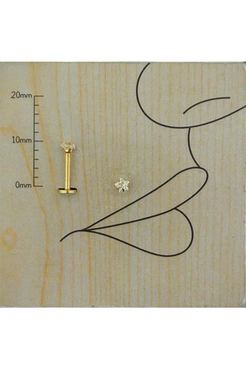 Abuksubukşeyler Cerrahi Çelik Yıldız Zirkon Dudak Piercing 3 Mm