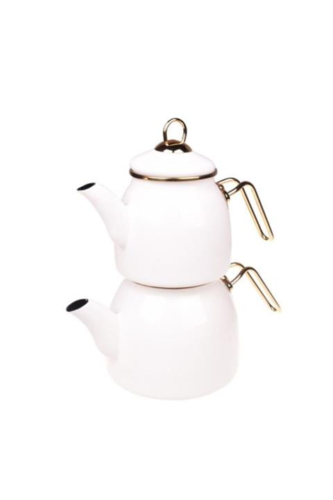 morlimon Sultan Rölyefli Çaydanlık Takımı Beyaz