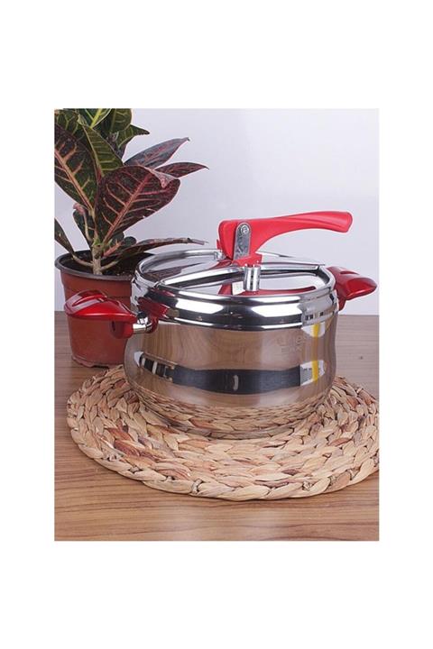 Lines 10 Litre Büyük Düdüklü Tencere Çelik Satenia Kırmızı