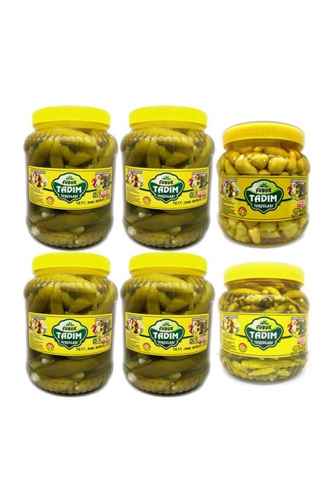 Çubuk Tadım Turşuları 4 'lü Çubuk Salatalık Turşu-2'li Acı Biber Turşusu --12 Kg