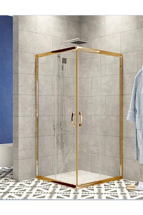 Durul Duşakabin 80x80 Kare Altın 5mm Şeffaf Cam