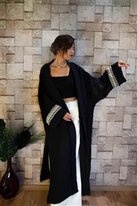 Madame Leo Siyah Müslin Kaftan / Kimono