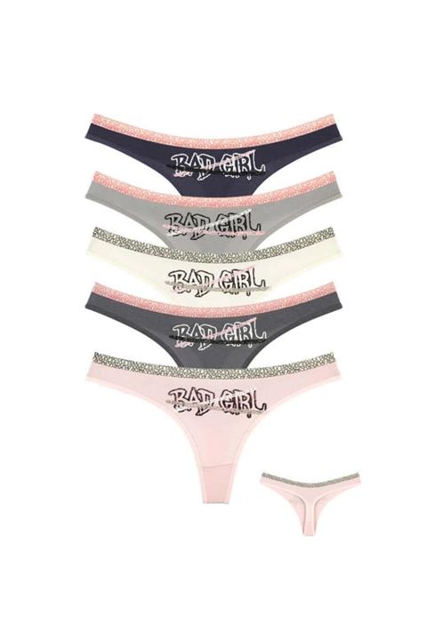Donella 5'li Bad Girl Baskılı Kadın Tanga - 2471sg-5lı
