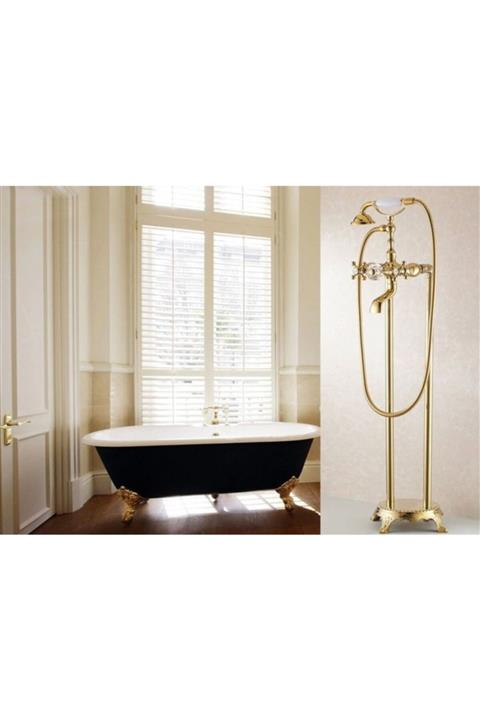 OEM Banyo Jakuzi Küvet Bataryası Duş Seti Zemin Standlı Özel Altın Dore 5 Yıl Garantili