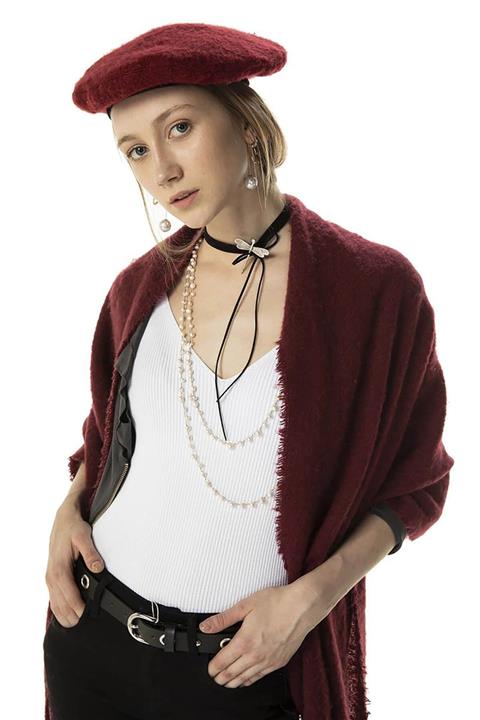 Miramar Kadın Bere Şapka Ressam Kışlık Bordo 11464