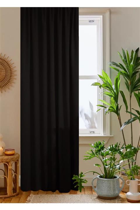 home color home Siyah Petek Kadife Dokulu Fon Perde Düz Dikişli Ekstrafor Büzgü 1.sınıf Kalite
