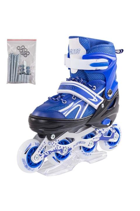 LİDER TİCARET F-sports Mavi Ayarlabilir 2+2 Işıklı Metal Alıştırma Pateni Çanta Hediyeli