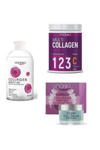 Voonka H o Micellar Temizleme Suyu 500ml + Hyaluronic Acid Krem 50ml + Multi Kolajen Powder (tip 1,2,3)