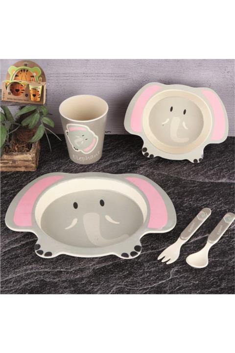 İAMOKSTORE Fil Doğal Bambu Fiber Bebek Mama Takımı