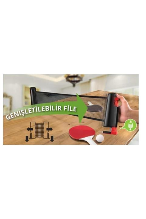 Güven Oyuncak Triathlon / Mesa Masa Tenisi Filesi Portatif Masa Tenisi Raketi Top Seti 2 Raket Ve 3 Top