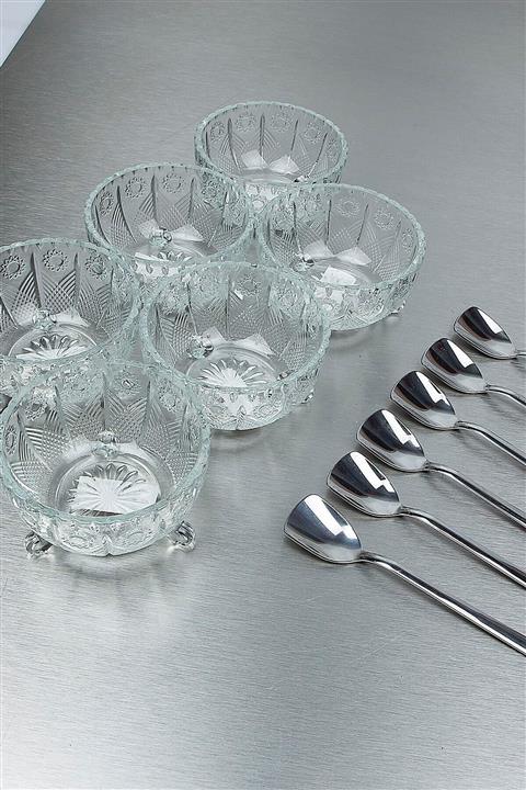 vipgross Kristal 6 Lı Dondurma Kasesi Ve Dondurma Kaşık Seti