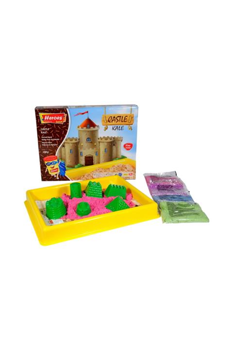 HEROES Büyük Havuzlu 6 Adet Kale Kalıpları 1000gr Renkli Kinetik Oyun Kumu Seti
