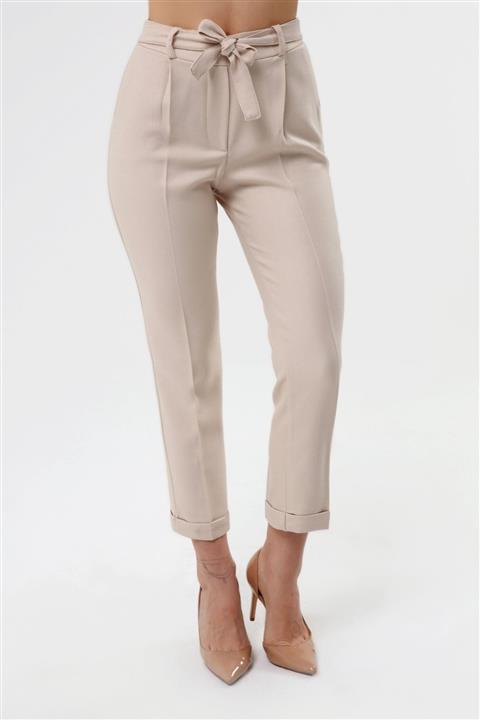 HANIMCA GİYİM Bayan Kışlık Bilek Boy Yün Efekt Krem Rengi Pantolon