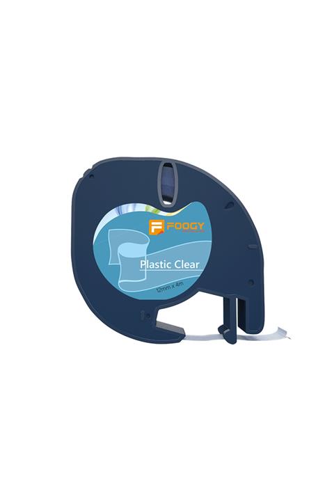 FOOGY Dymo Muadili Thermal Plastik Şerit Etiket Şeffaf 12 mm X 4 mt