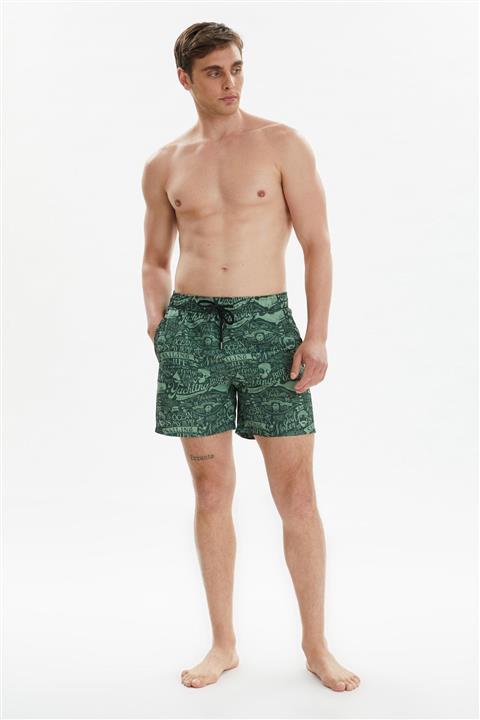 TRENDYOL MAN Haki Erkek Yazı Baskılı Deniz Şortu TMNSS20DS0003