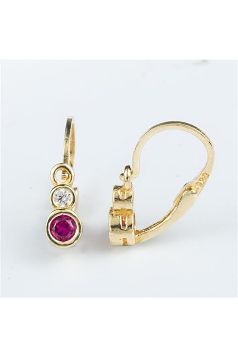 Bilezikci Eflatun Taşlı 14 Ayar Altın Küpe