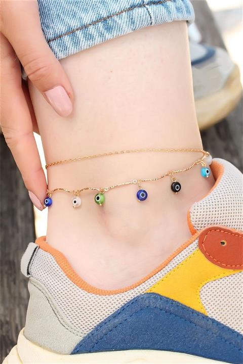 Clariss Renkli Nazar Boncuk Tasarımlı Kararmaz Halhal