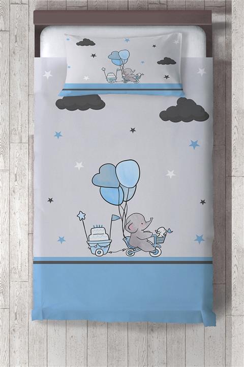 Talia Home Mavi Fil Desenli Çocuk Odası Yatak Örtüsü
