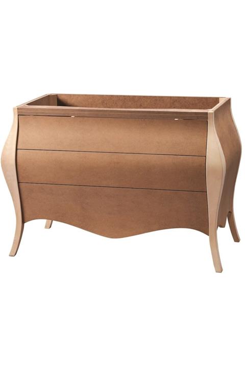 Bendegan 3 Çekmeceli Bombeli Banyo Dolabı Ham Ahşap