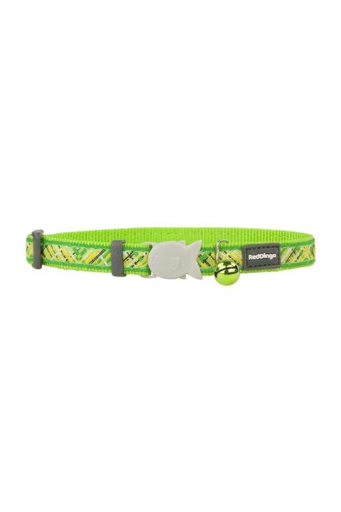 RedDingo Flanno Desenli Lime Kedi Boyun Tasması 12 Mm