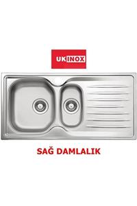 ukinox Fusıon 100 1.5 Gözlü Mikro Keten Sağ Damlalık Eviye