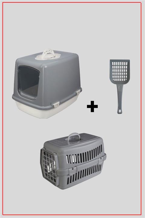 Güney Kedi Kapalı Tuvalet Gri Taşıma Çantası Hediyeli