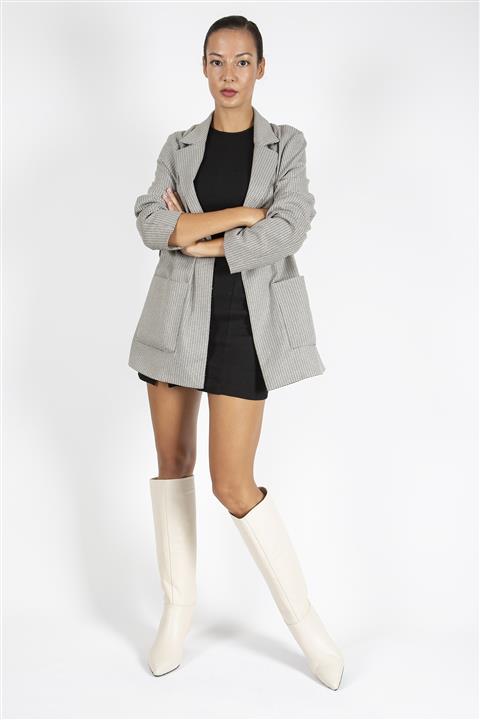 Masish Kadın Bej Topuklu Hakiki Deri Çizme