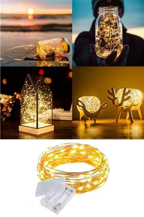 QNİAY 5 Metre Gün Işığı 3 Pilli Dekor Lambası Ledli Bahçe Oda Kafe Duvar Perde Ledi