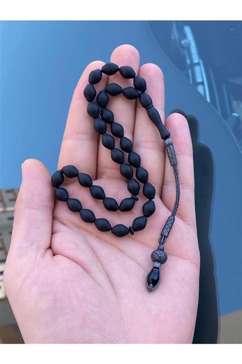 tesbihay Beyzi Kesim Karartılmış Kuka Tesbih Gümüş Püskül