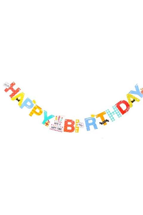 Pembe Kaktüs Renkli Happy Birthday Yazılı Asma Duvar Süsü