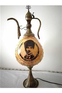 Altanlar Sanat Dünyam Atatürk Portresi Ahşap Yakma Su Kabağı Lamba