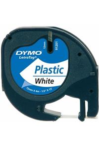 Dymo Letra Tag 59422 Plastik Beyaz 12mmx4m Etiket