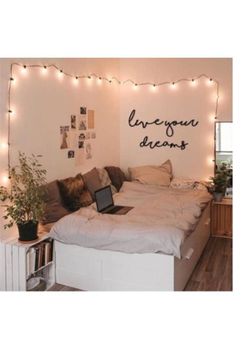 Aksa ahşap dekor Live Your Dreams Dekoratif Duvar Tablosu Lazer Kesim Duvar Süsü Duvar Tablosu Ahşap Mdf