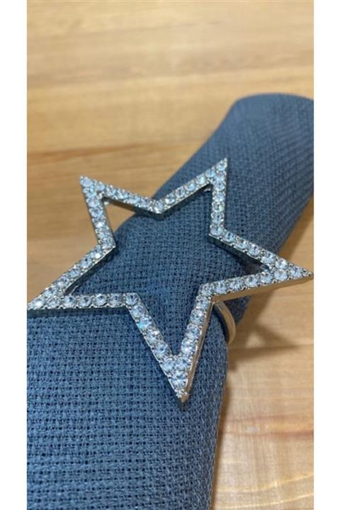 HomeWorks Taşlı Tek Yıldız Peçete Halkası Krom