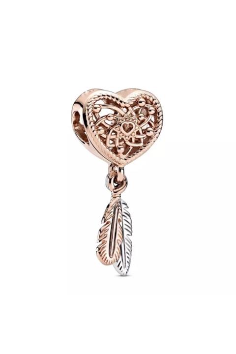 Jenuzo Kafes Işi Düş Kapanı Kalp Ve Iki Yaprak Sallantılı Charm