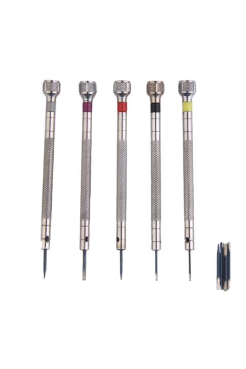 TeknoExpress 5 Adet Saat Tamir Seti Takımı, Pim,kordon Sökücü Mini Tamir Tornavida Seti 1.6-1.4-1.2-1.0-0.8mm Set