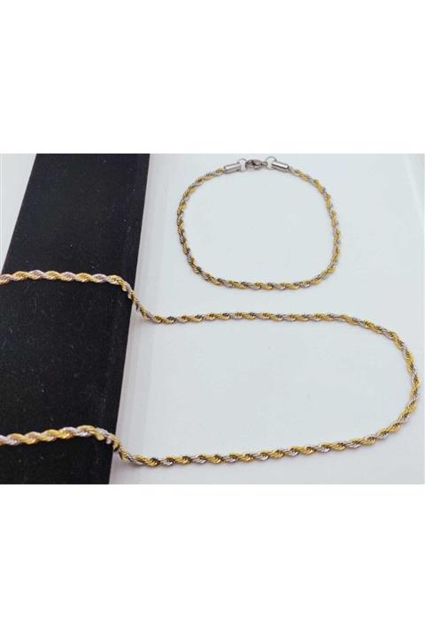 Bay hediye 1. Sınıf Çelik Burgu Kolye Ve Bileklik 2 Mm